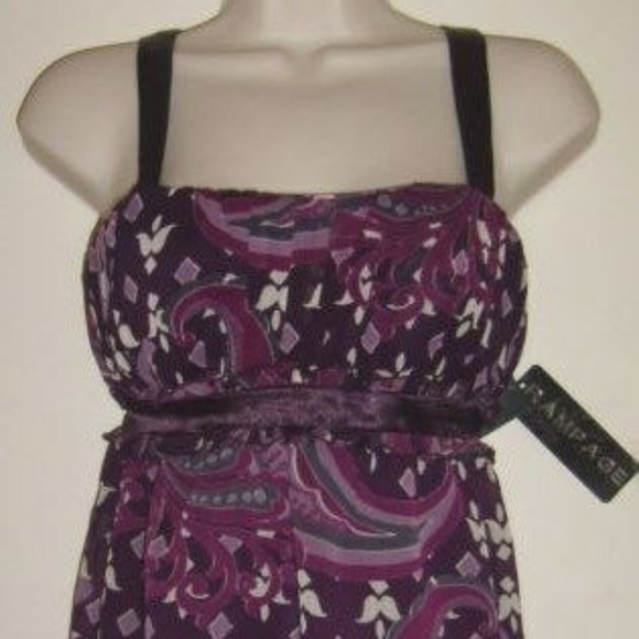 Purple Print Spaghetti Straps Lined Top - Picture 3 of 3